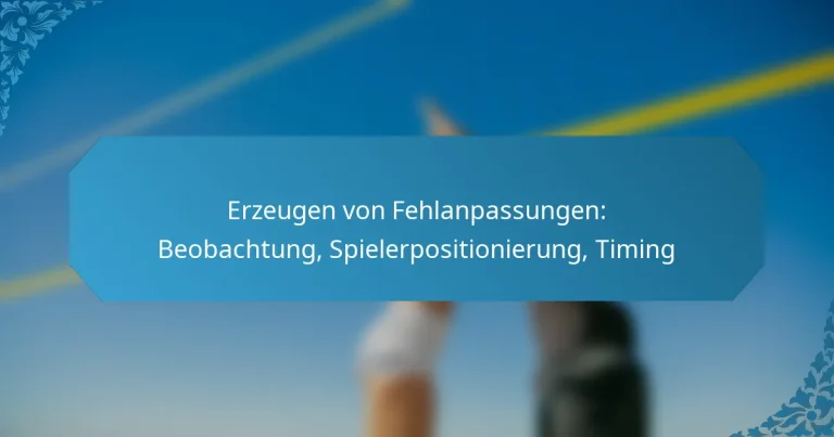 Erzeugen von Fehlanpassungen: Beobachtung, Spielerpositionierung, Timing