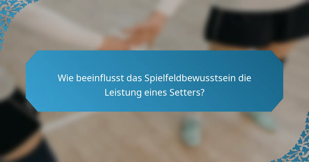 Wie beeinflusst das Spielfeldbewusstsein die Leistung eines Setters?